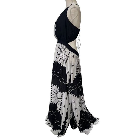 Anthropologie NWT Tigre Indigo Halter Sun Moon Celestial Maxi Dress Size Large P - Picture 4 of 15